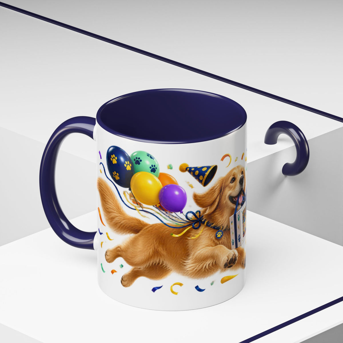 Fetch the Cake Golden Retriever Birthday White Mug