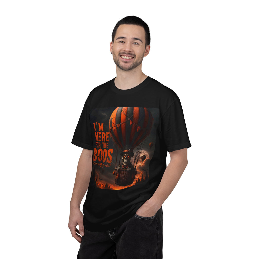 Halloween "I'm Here for the Boos" T-Shirt — Spooky Hot Air Balloon Ghost Tee