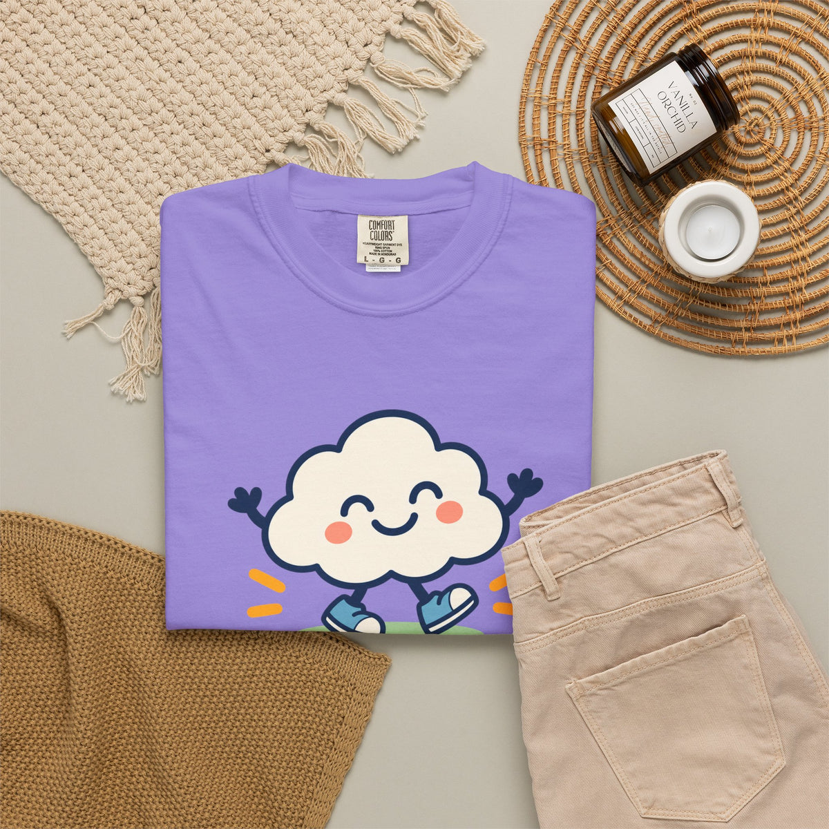 Take It Easy – Happy Cloud Graphic T-Shirt | Festora Everyday
