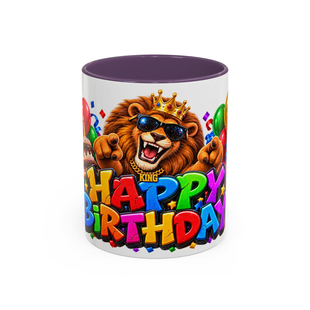 Lion Happy Birthday Mug – Colorful 3D King Celebration Design
