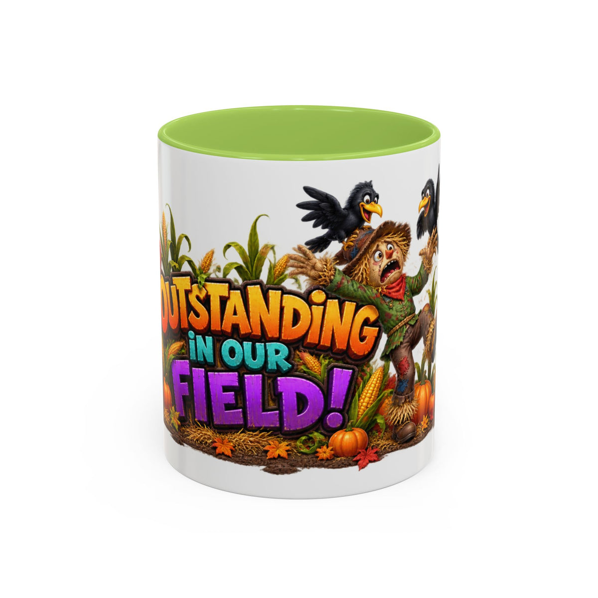 Outstanding in Our Field Funny Scarecrow Halloween White Mug