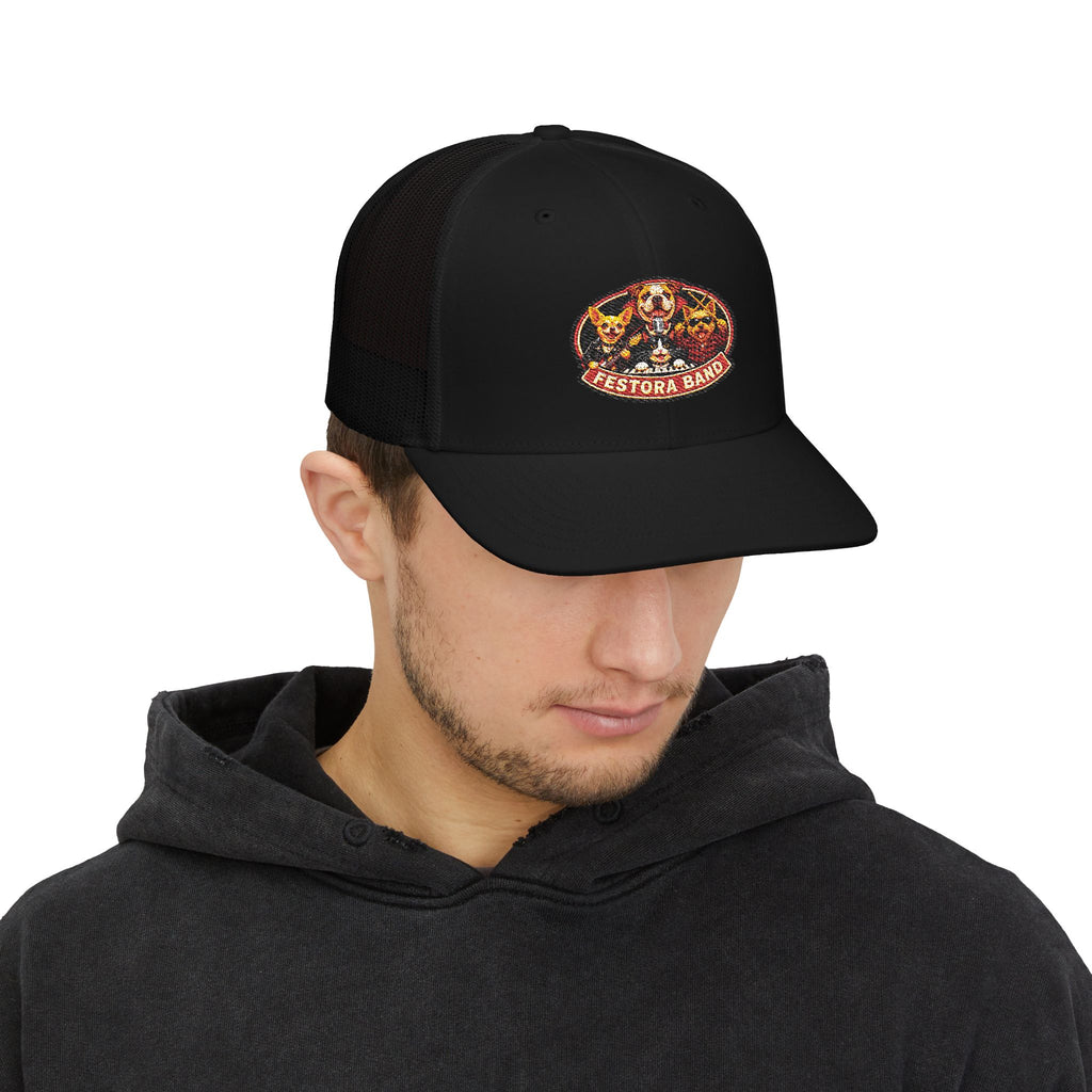 Festora Band Embroidered Logo Trucker Cap - Adjustable Snapback