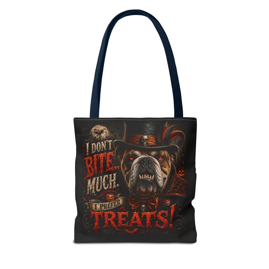 Halloween Bulldog Tote Bag - "I Don't Bite Much, I Prefer Treats!" Candy Bag