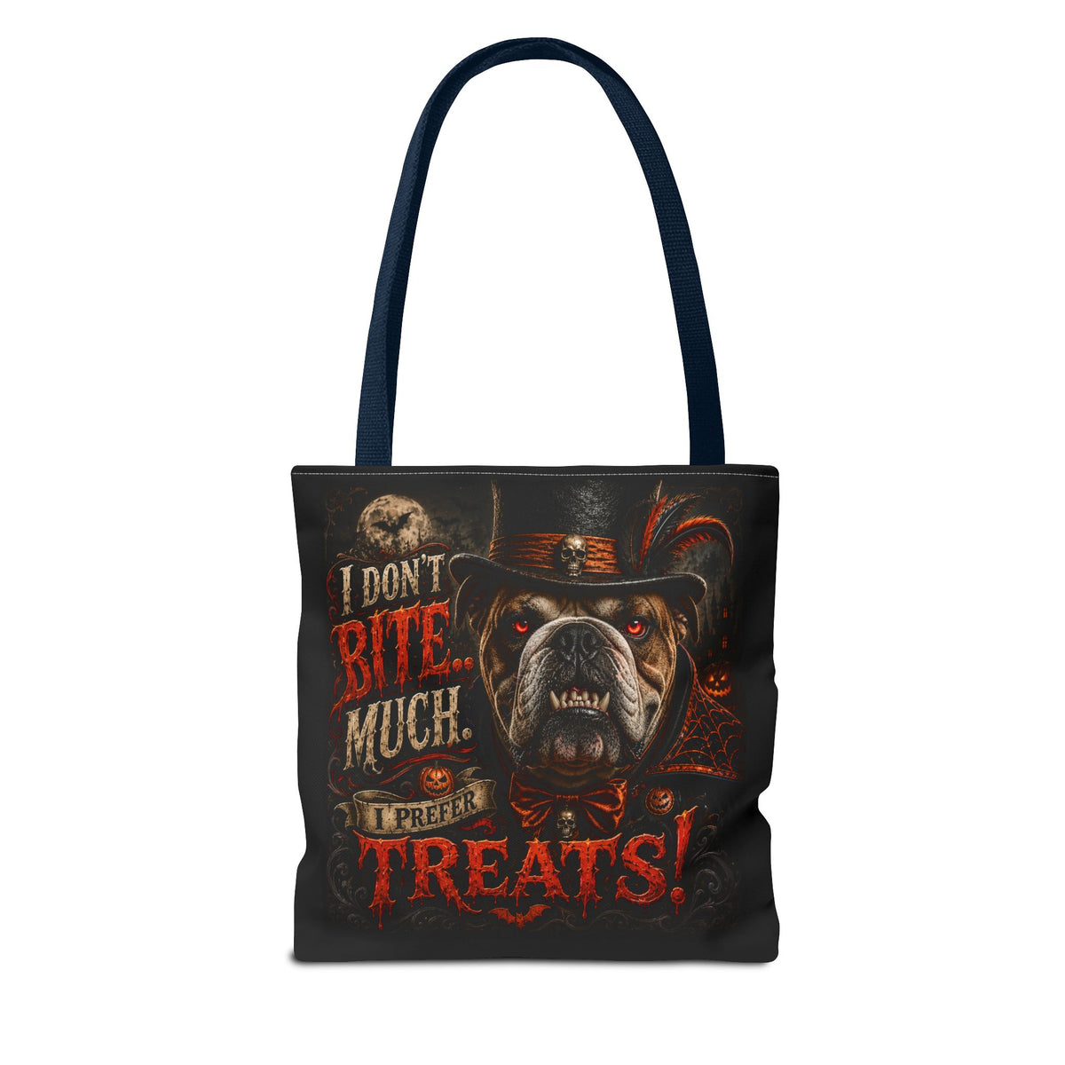 Halloween Bulldog Tote Bag - "I Don't Bite Much, I Prefer Treats!" Candy Bag