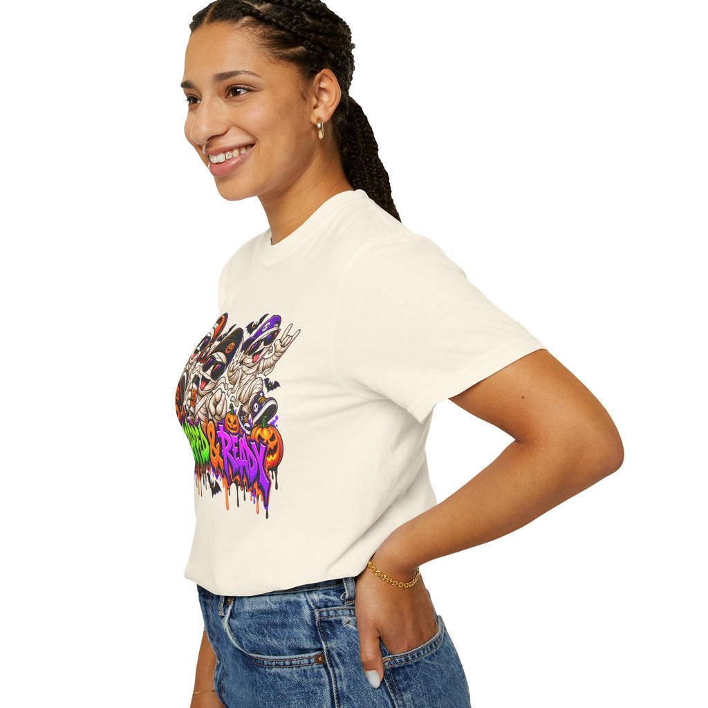 Wrapped & Ready – Halloween Mummy Crew Graphic T-Shirt