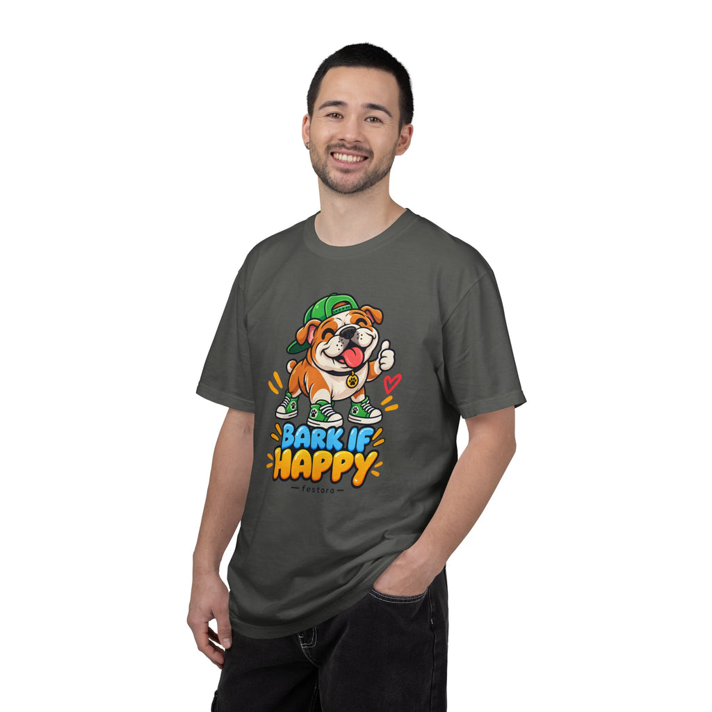 Bark If Happy – Cute Bulldog Graphic T-Shirt