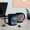 BIRTHDAY? LET’S MAKE WAVES! Black Ceramic Mug – Funny Shark Birthday Coffee Cup – Original FestoraShop Design