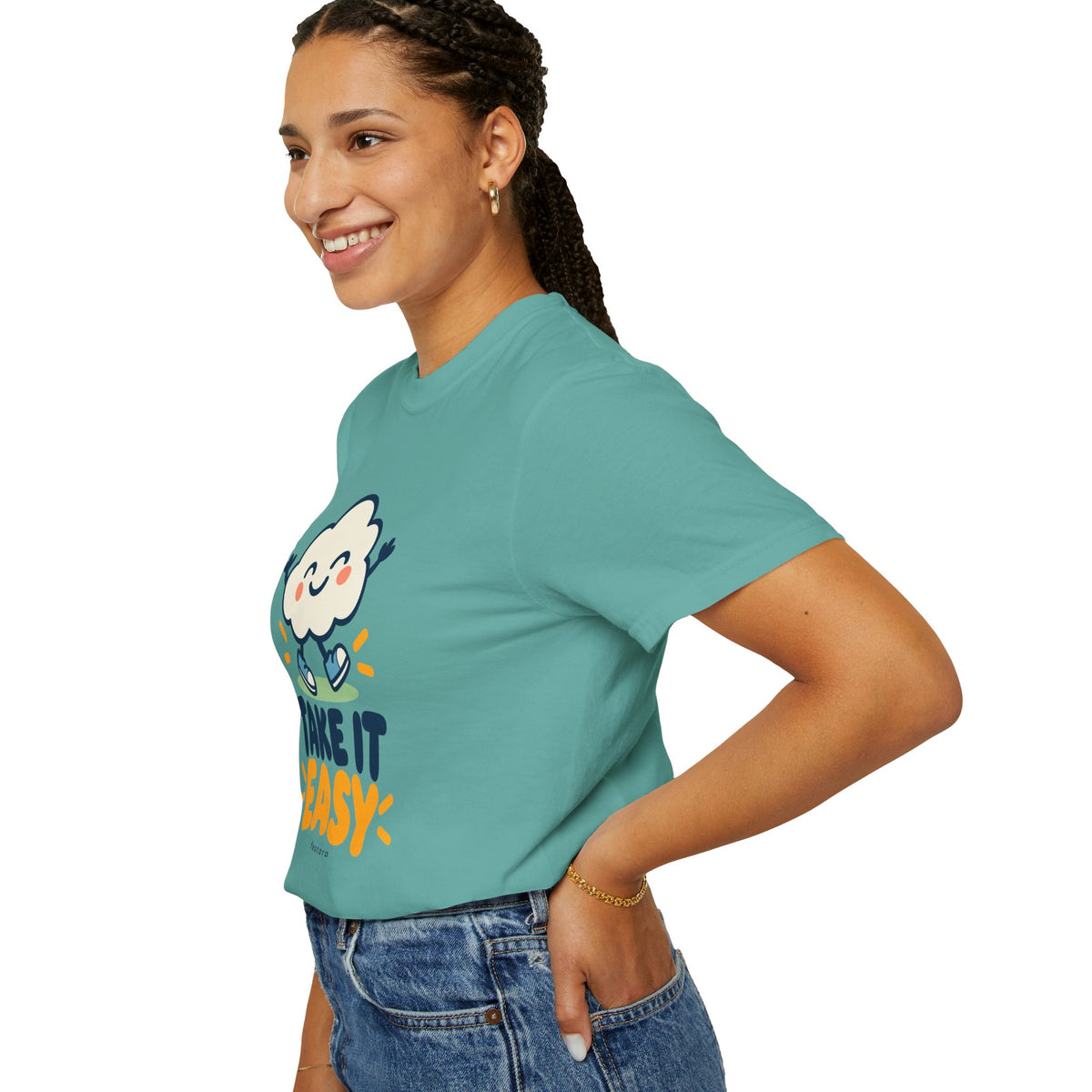 Take It Easy – Happy Cloud Graphic T-Shirt | Festora Everyday