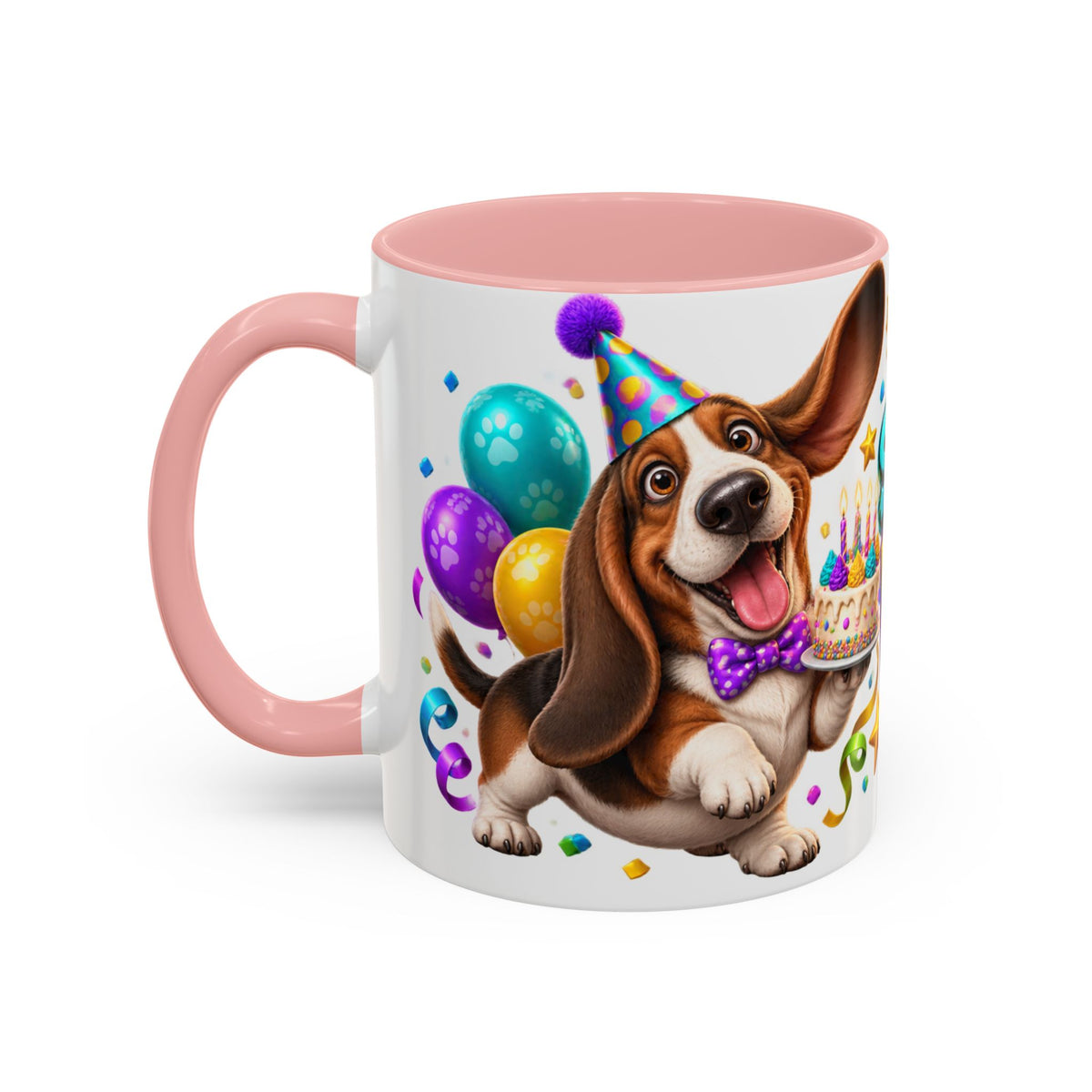 Short Legs Big Birthday Energy Basset Hound White Mug