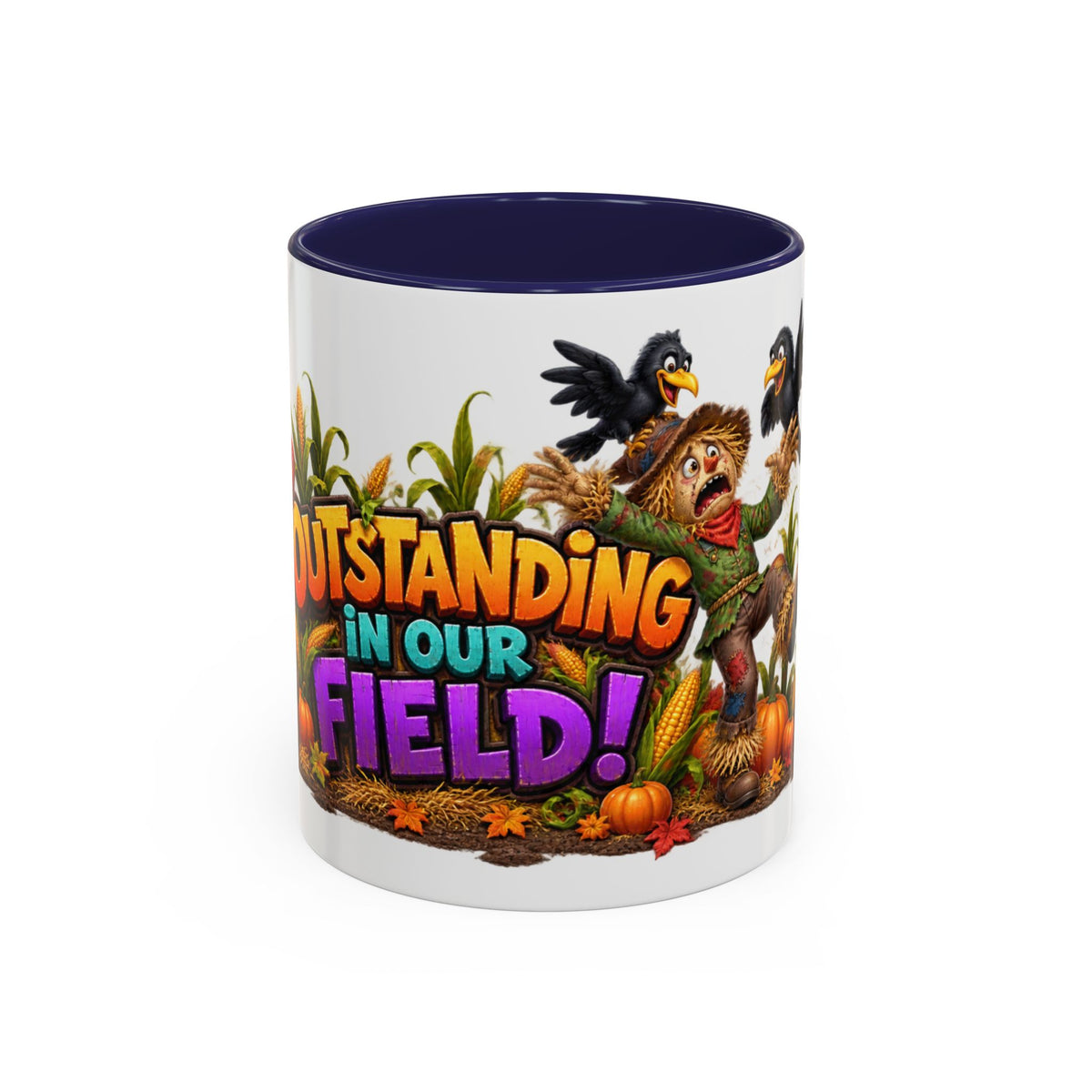 Outstanding in Our Field Funny Scarecrow Halloween White Mug
