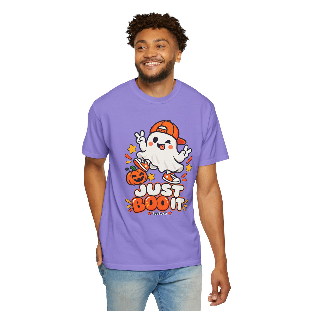 Just Boo It Halloween T-Shirt | Cute Skater Ghost Graphic Tee