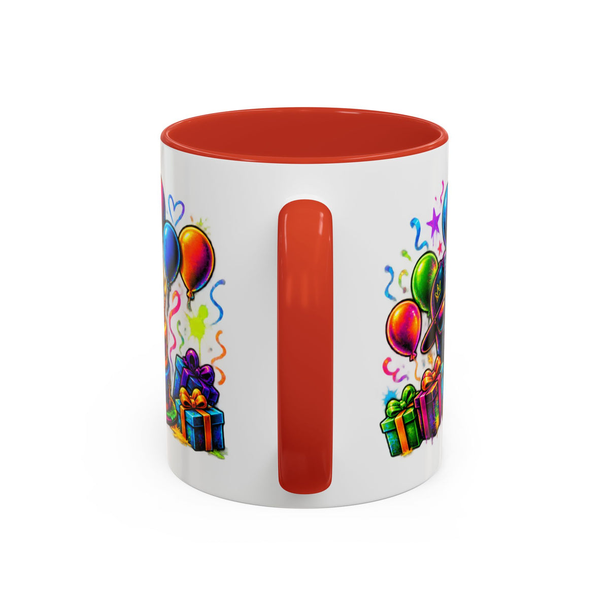 Happy Birthday Accent Coffee Mug – Colorful Graffiti Cake & Balloons (11/15oz)