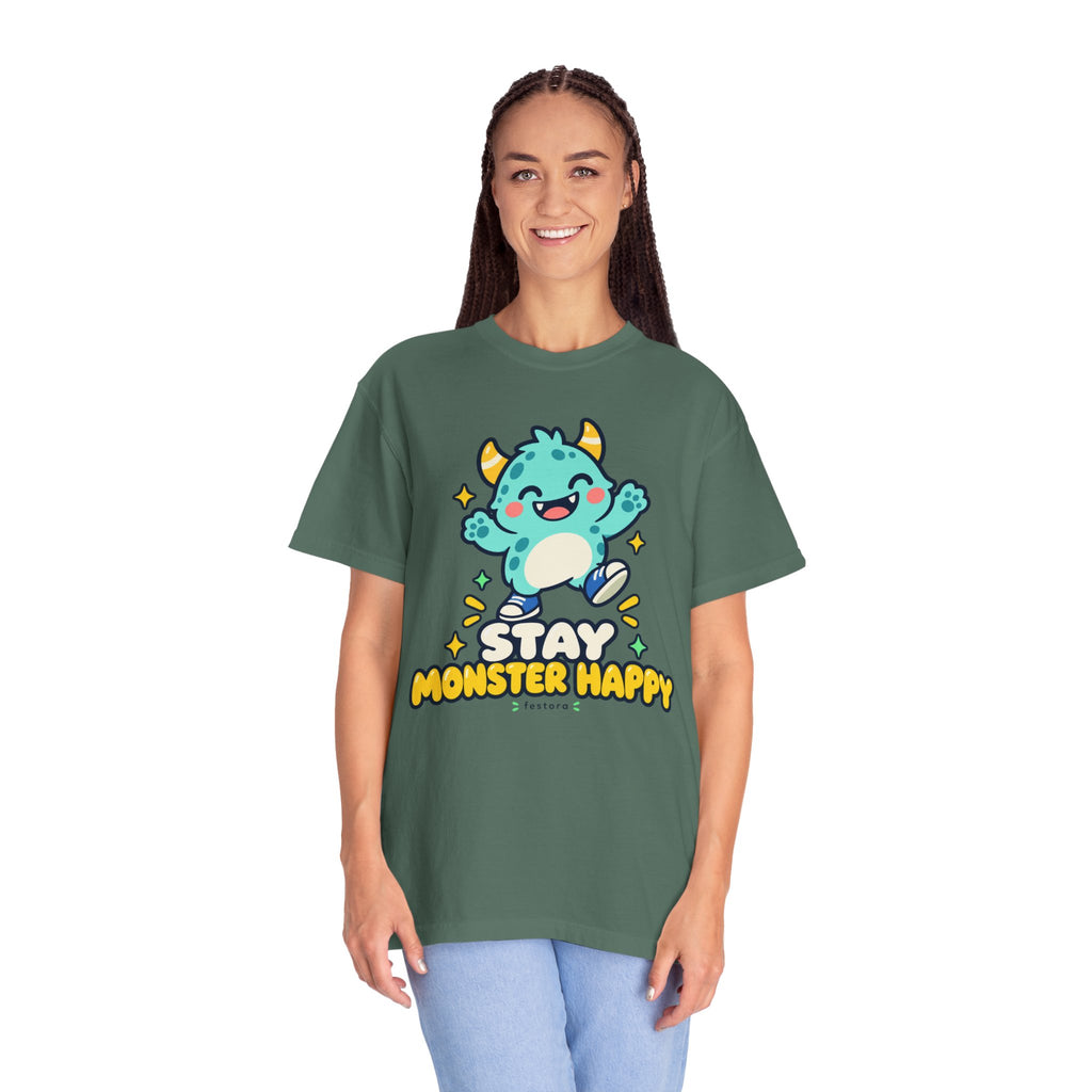 Stay Monster Happy – Cute Monster Graphic T-Shirt