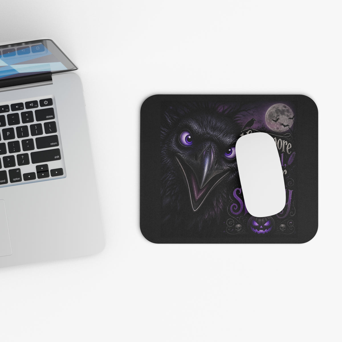 Spooky Raven Mouse Pad — "Nevermore Normal, Forever Spooky" Halloween Desk Mat