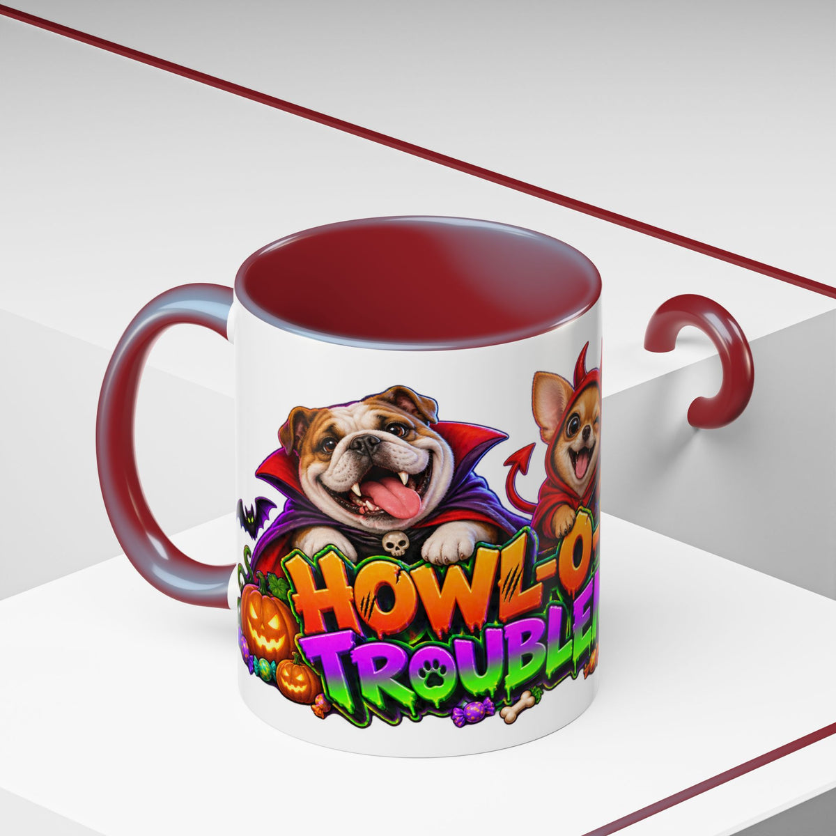 Howl-O-Ween Troublemakers Costume Dogs Halloween White Mug
