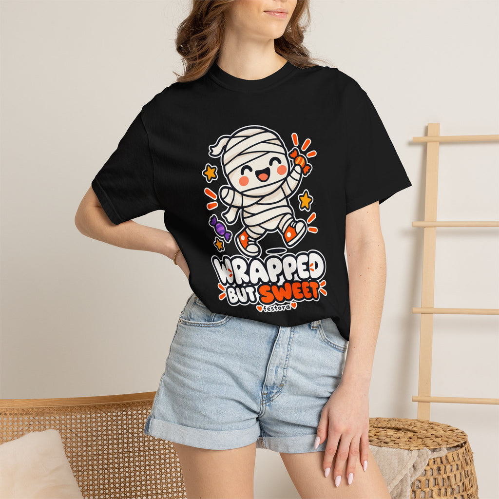 Wrapped but Sweet Halloween T-Shirt | Cute Mummy Graphic Tee