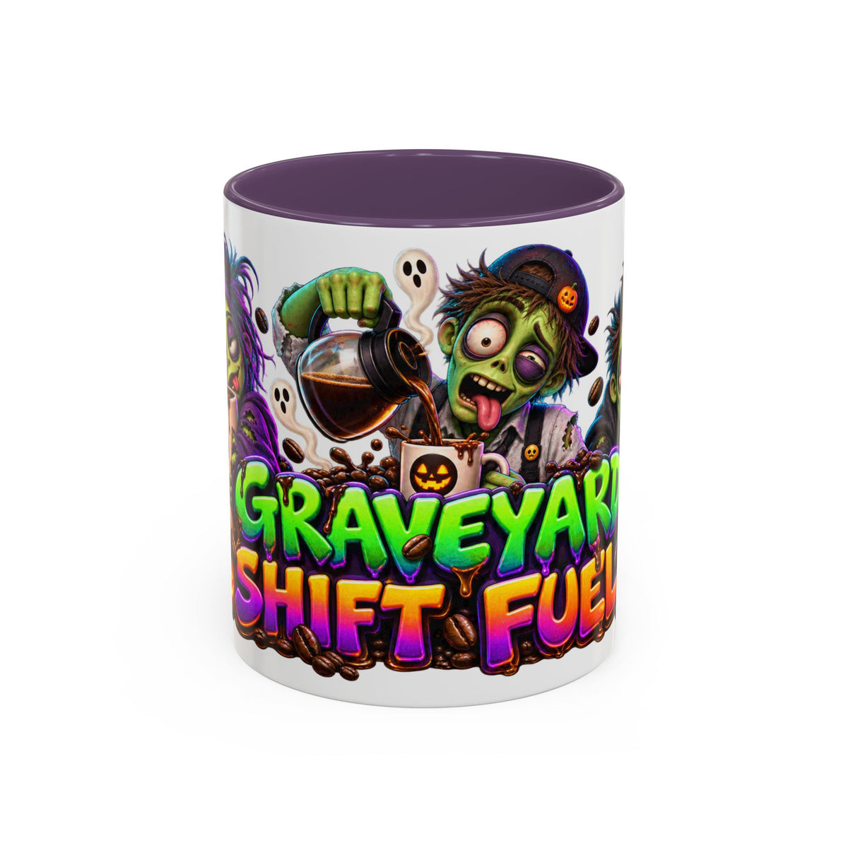 Graveyard Shift Fuel Coffee Zombies Halloween White Mug