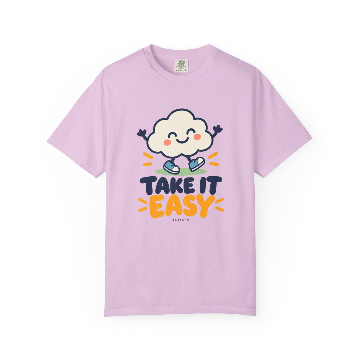 Take It Easy – Happy Cloud Graphic T-Shirt | Festora Everyday