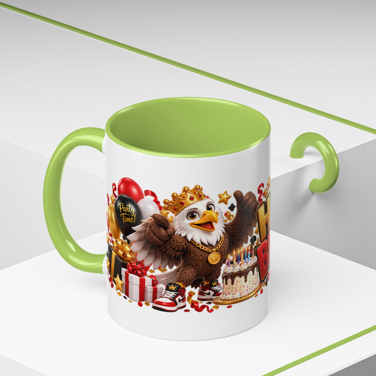 Happy Birthday Eagle Mug – Colorful 3D Birthday Gift – White Coffee Mug