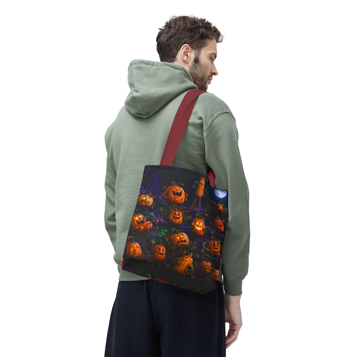 Halloween Pumpkin Patch Tote Bag — Spooky Jack-o'-Lantern All-Over Print