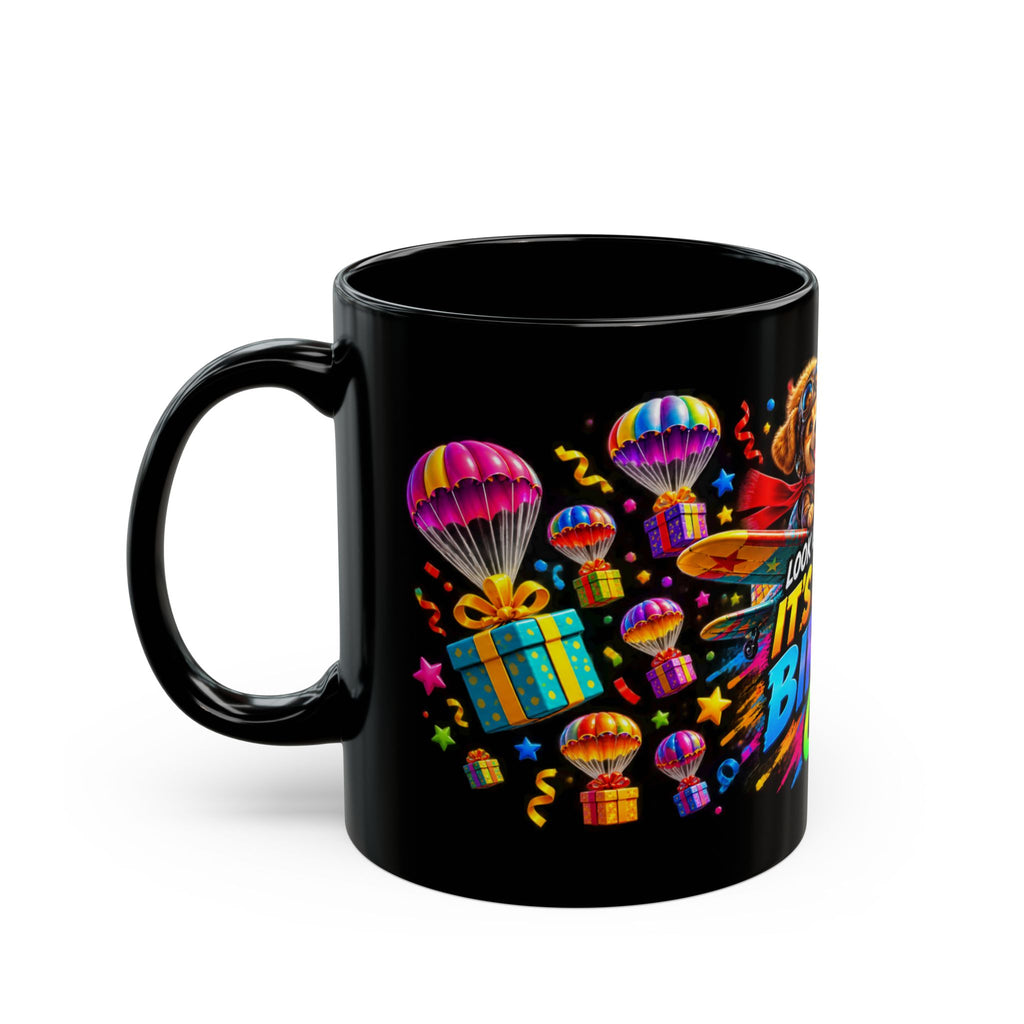 Birthday Gifts Mug — Colorful 'It's Raining Birthday Gifts!' Celebration Coffee Cup