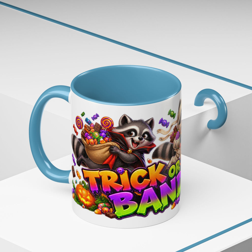 Trick or Treat Bandits Raccoons Halloween White Mug