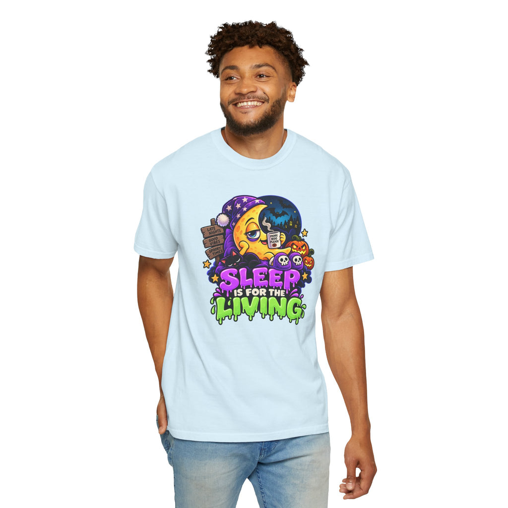 Sleep Is for the Living – Funny Halloween Moon T-Shirt