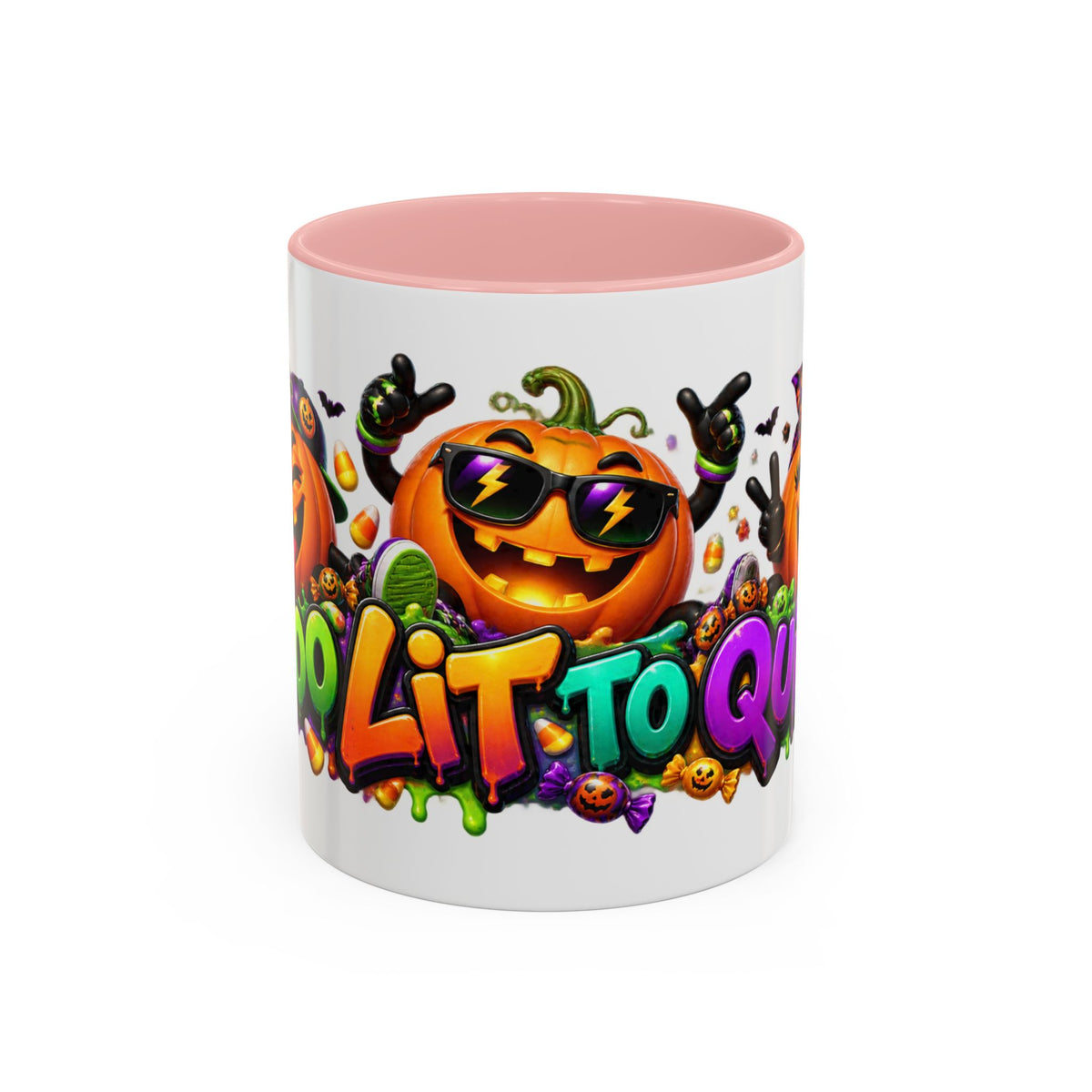 Too Lit to Quit Halloween Pumpkin Party White Mug