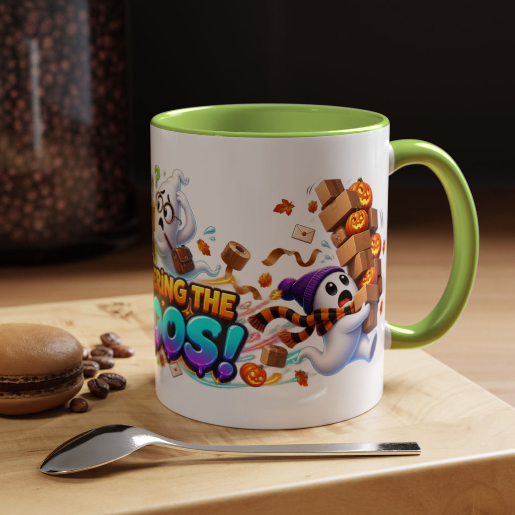 Delivering the Boos Ghost Delivery Halloween White Mug