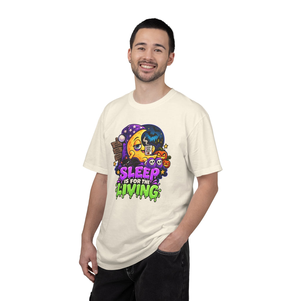 Sleep Is for the Living – Funny Halloween Moon T-Shirt
