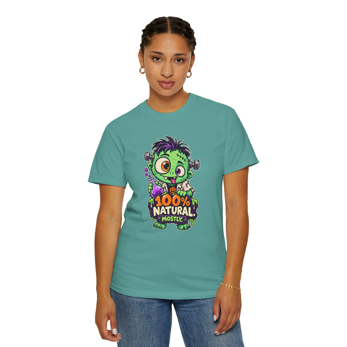 100% Natural. Mostly. – Cute Halloween Lab Monster T-Shirt