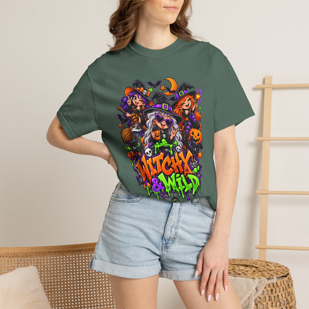 Witchy & Wild – Halloween Witch Crew Graphic T-Shirt