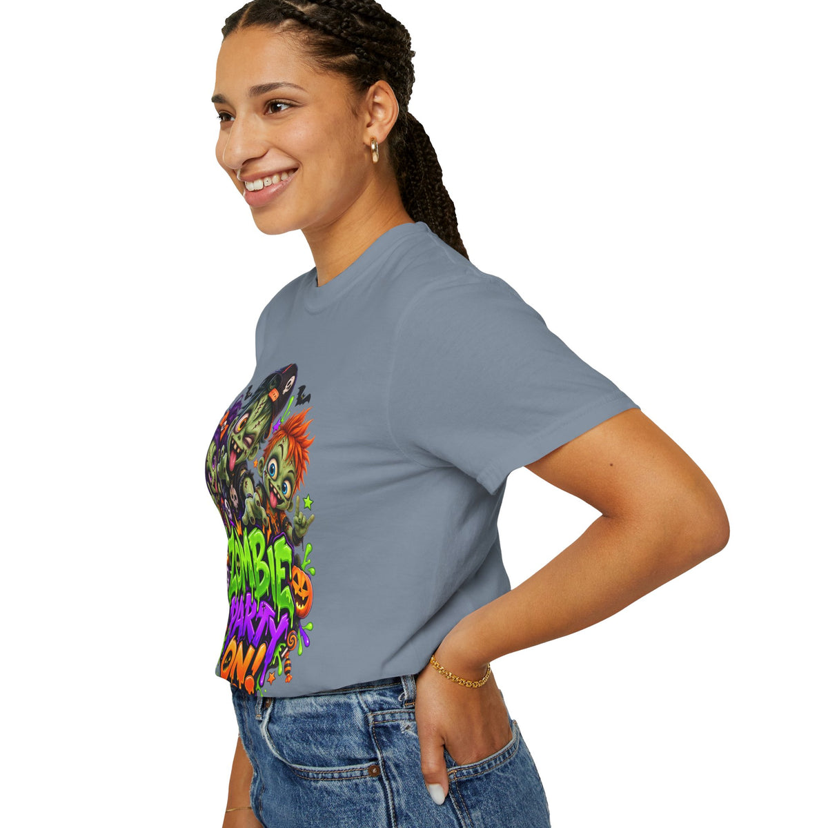 Zombie Party On! – Halloween Zombie Crew Graphic T-Shirt