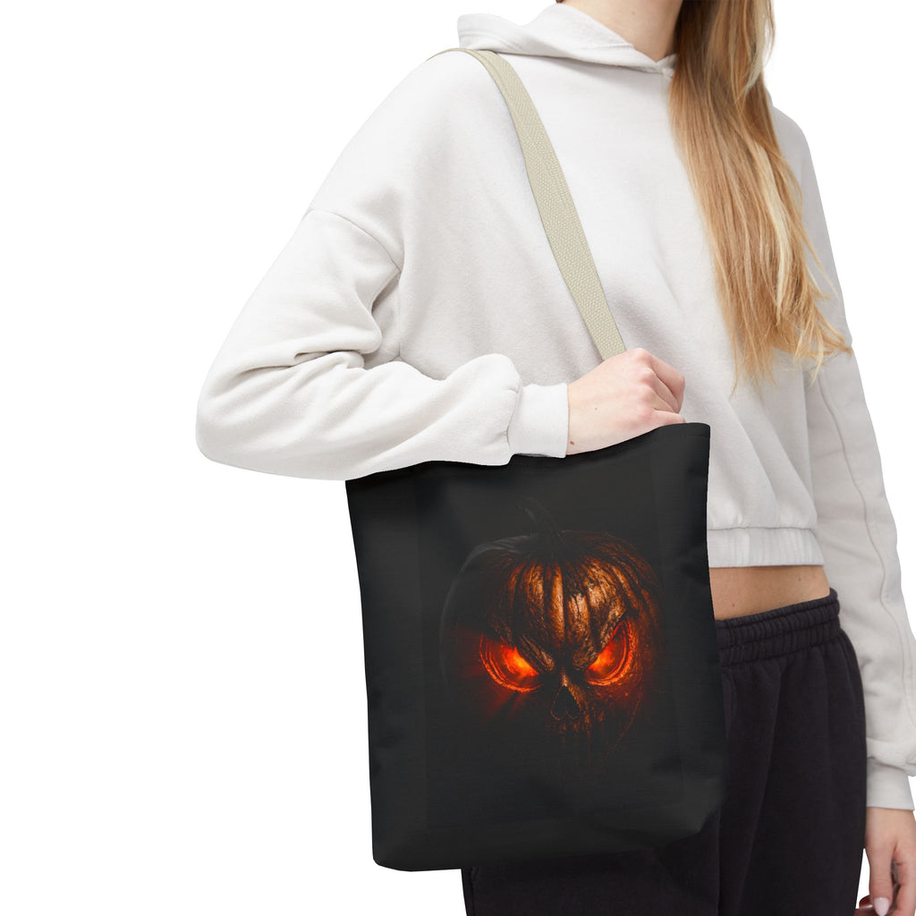 Spider Web Tote Bag — Creepy Red-Eyed Spider Halloween Grocery Tote