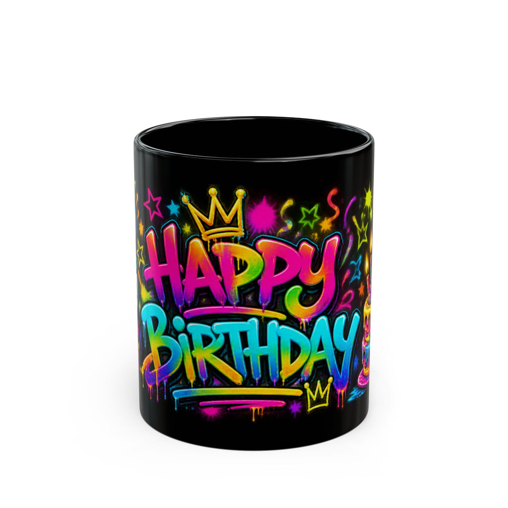 Birthday Mug — Colorful Graffiti Happy Birthday Coffee Cup (11oz)