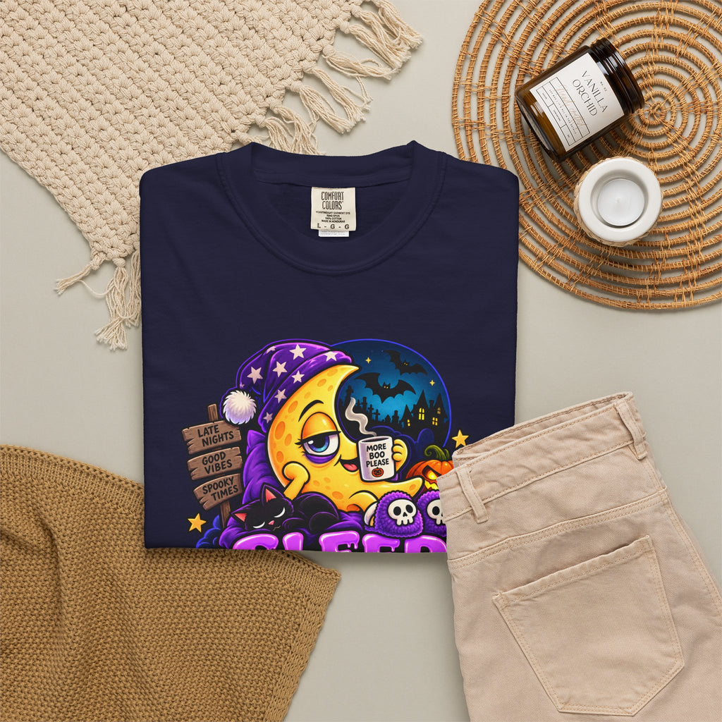 Sleep Is for the Living – Funny Halloween Moon T-Shirt