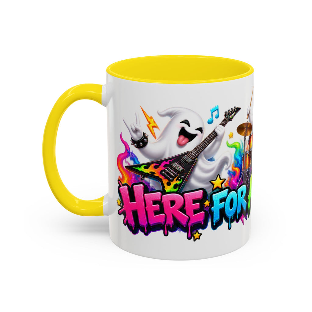 Here for a Boo Time Halloween Ghost Rock Band White Mug