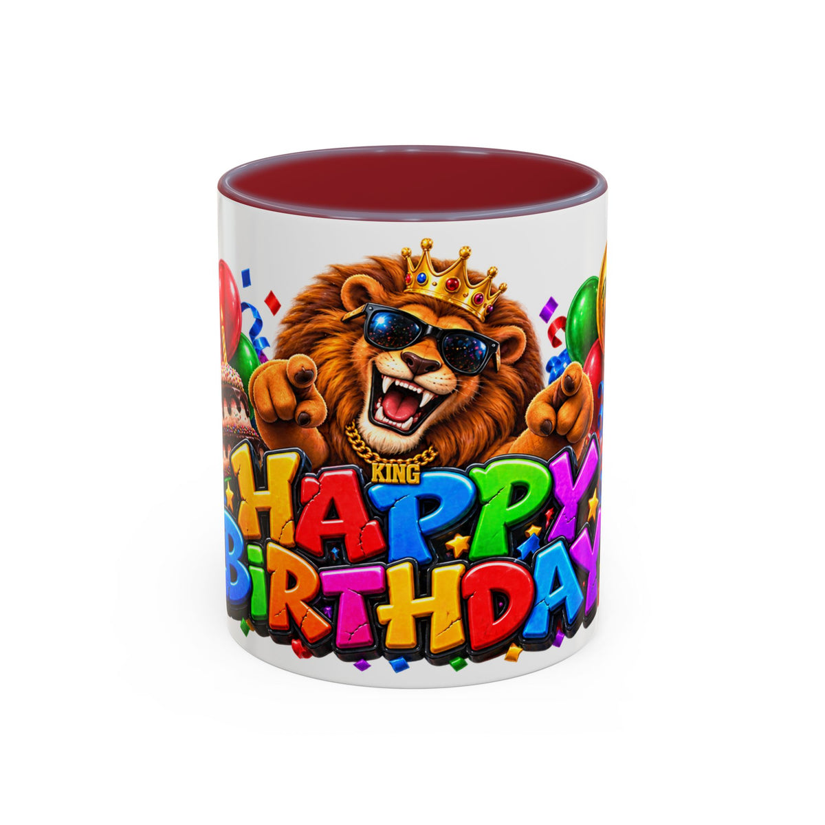 Lion Happy Birthday Mug – Colorful 3D King Celebration Design