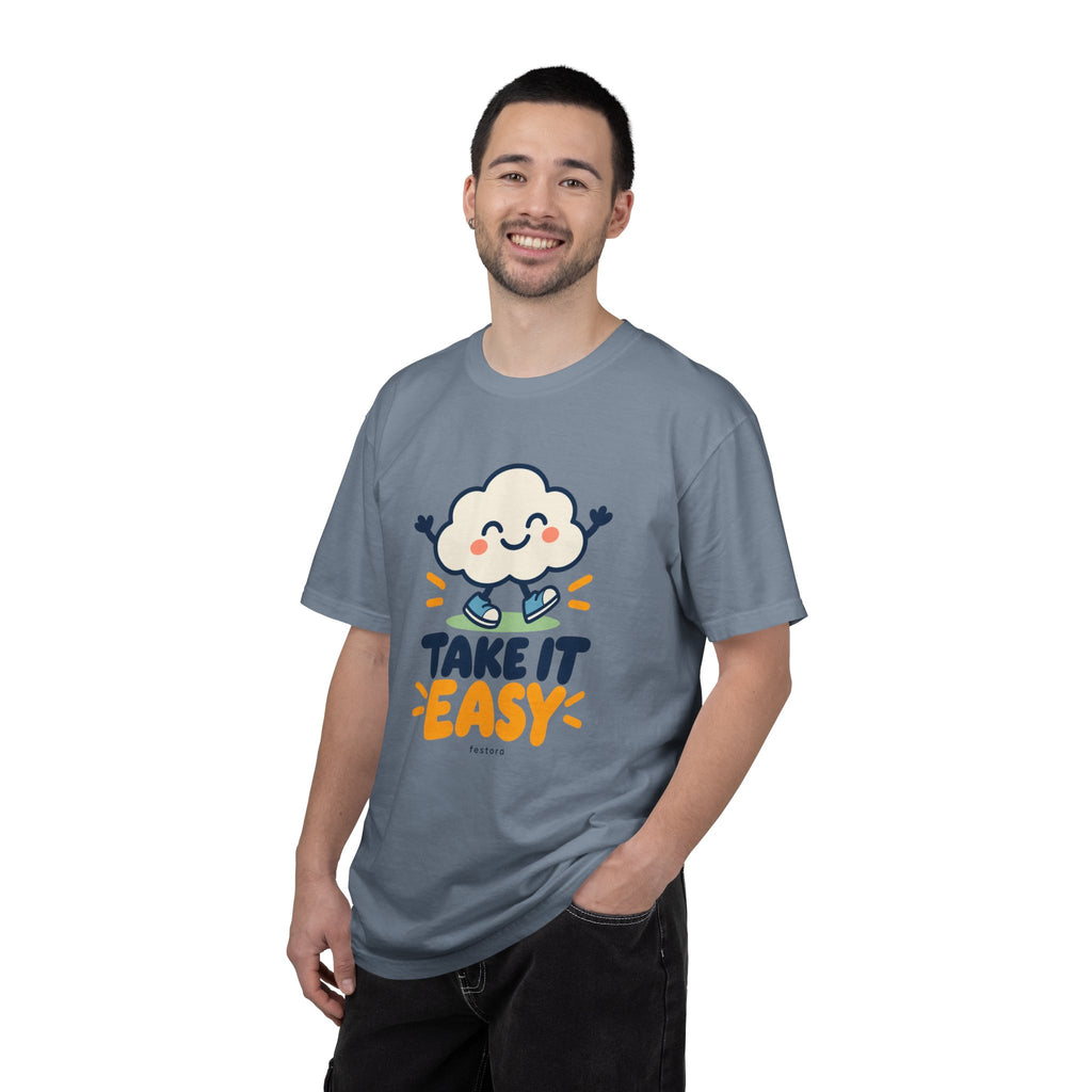 Take It Easy – Happy Cloud Graphic T-Shirt | Festora Everyday