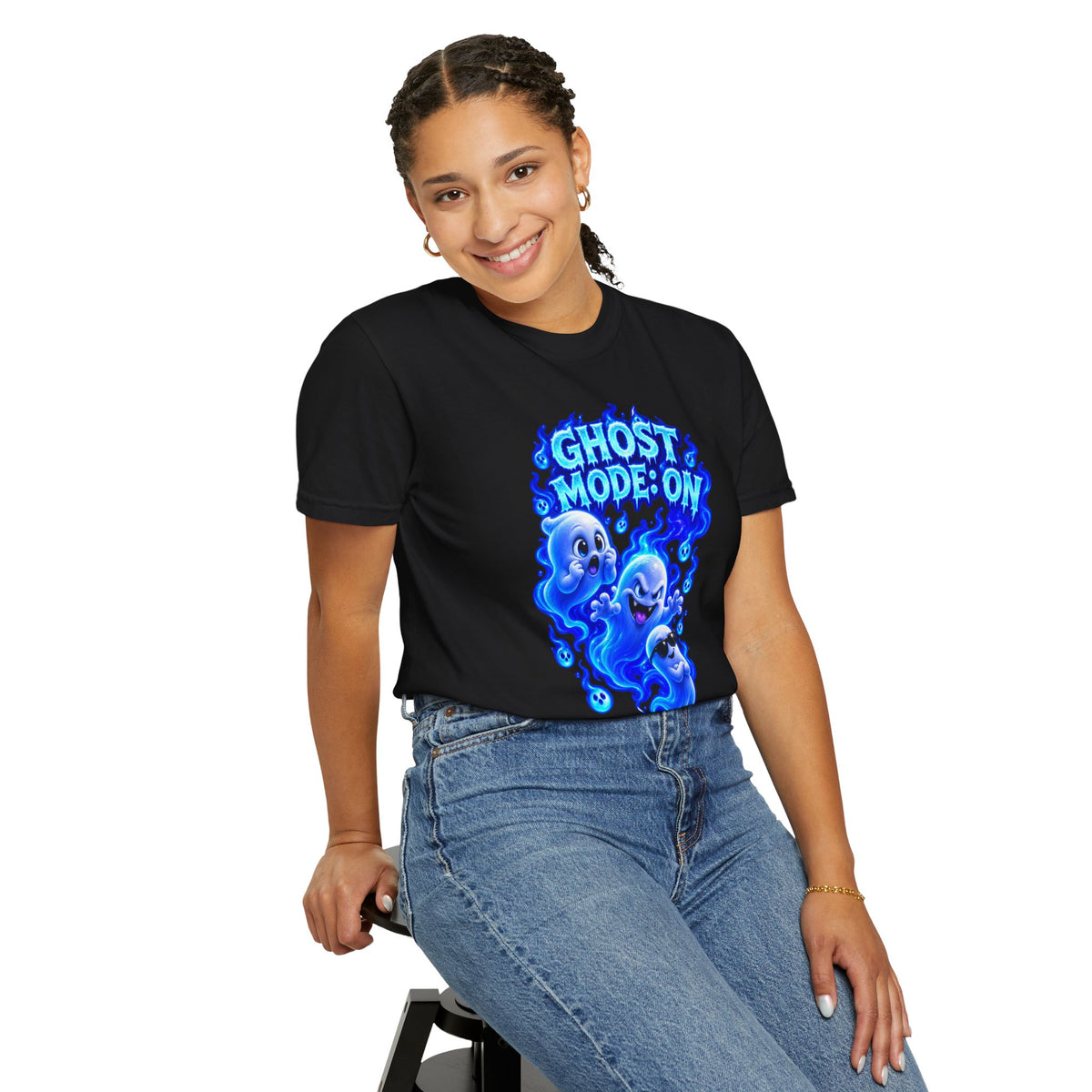Ghost Mode: On T-Shirt — Cute Neon Ghosts Halloween Graphic Tee