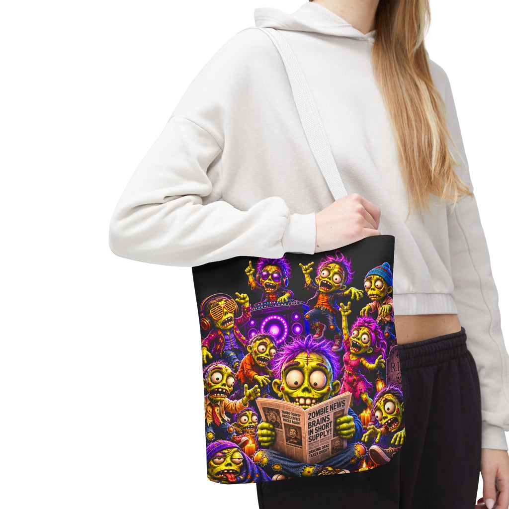 FestoraShop Funny Zombies Tote Bag - Cute 3D Halloween Zombie Reading Design