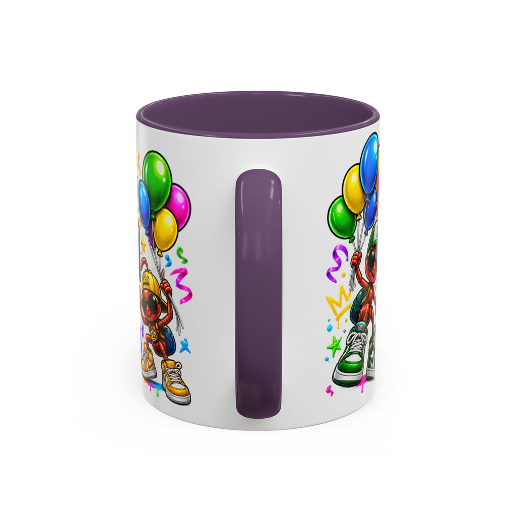 Happy Birthday Accent Coffee Mug - Colorful Graffiti Party Design (11 oz)