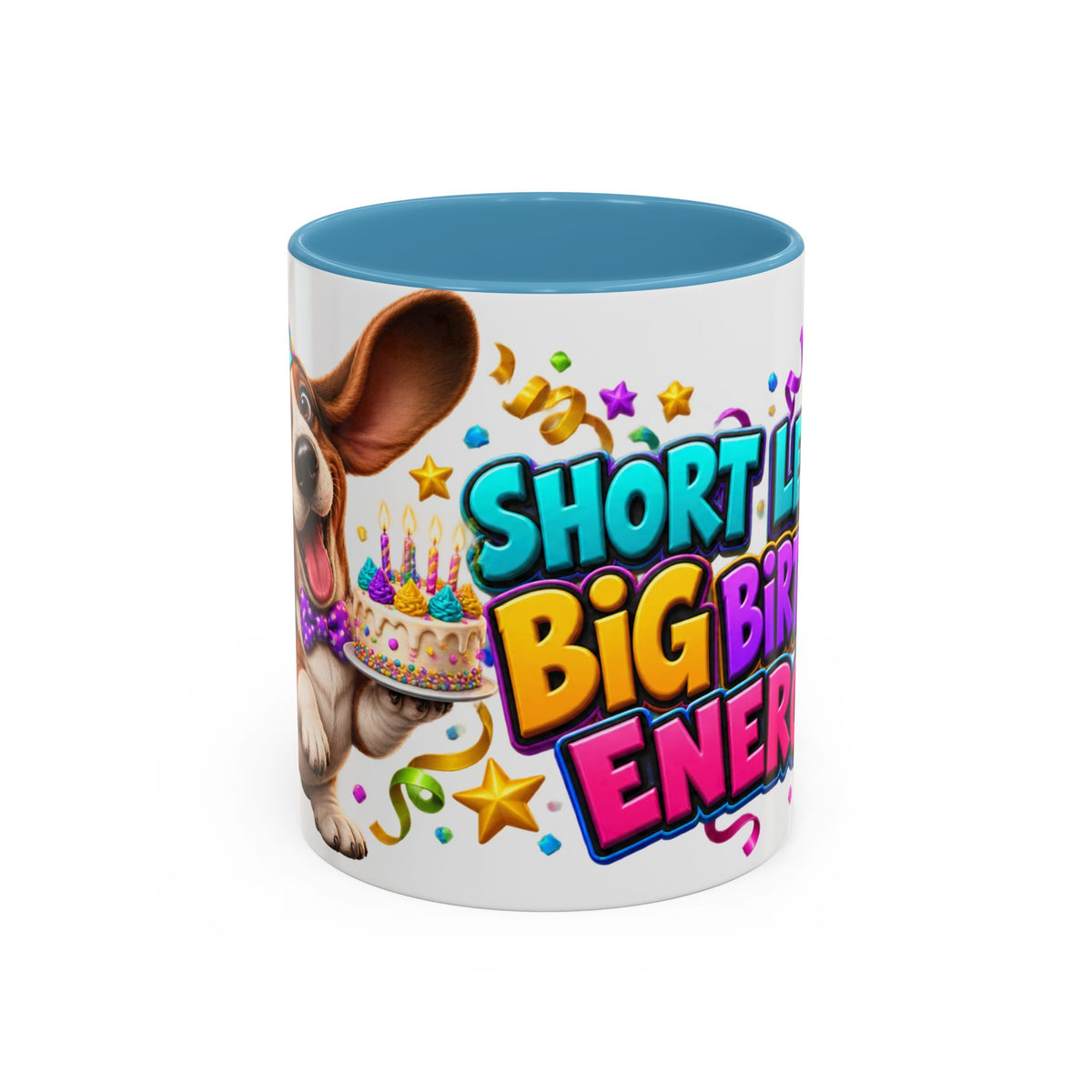 Short Legs Big Birthday Energy Basset Hound White Mug