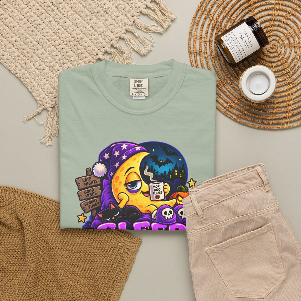 Sleep Is for the Living – Funny Halloween Moon T-Shirt