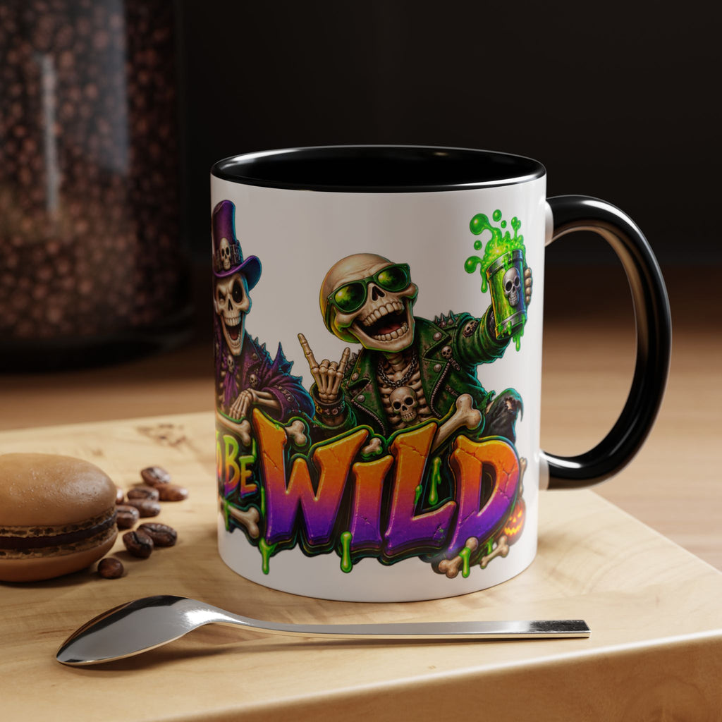 Bone to Be Wild Skeleton Crew Halloween White Mug