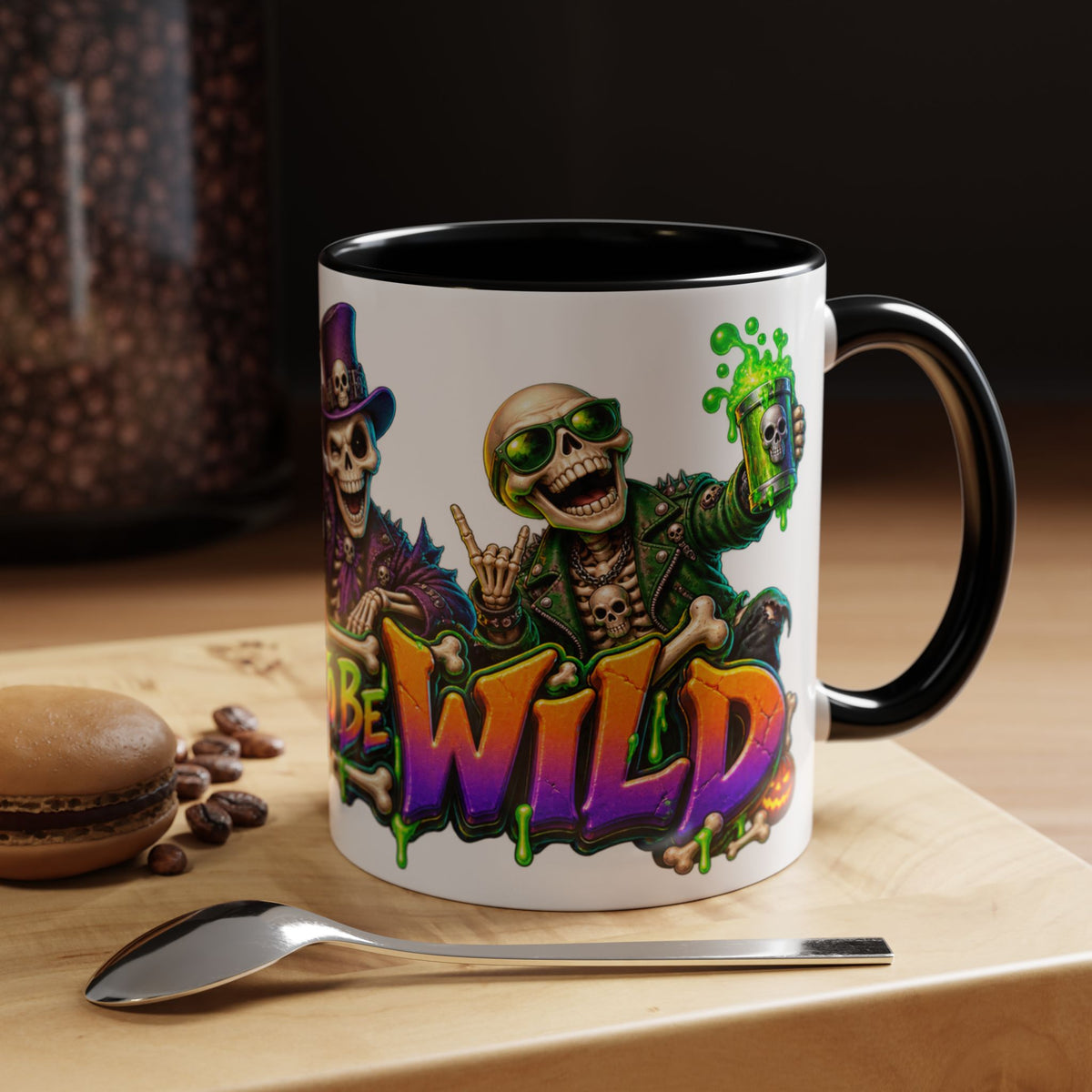 Bone to Be Wild Skeleton Crew Halloween White Mug