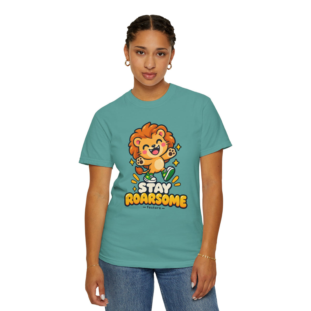 Stay Roarsome – Cute Happy Lion Graphic T-Shirt