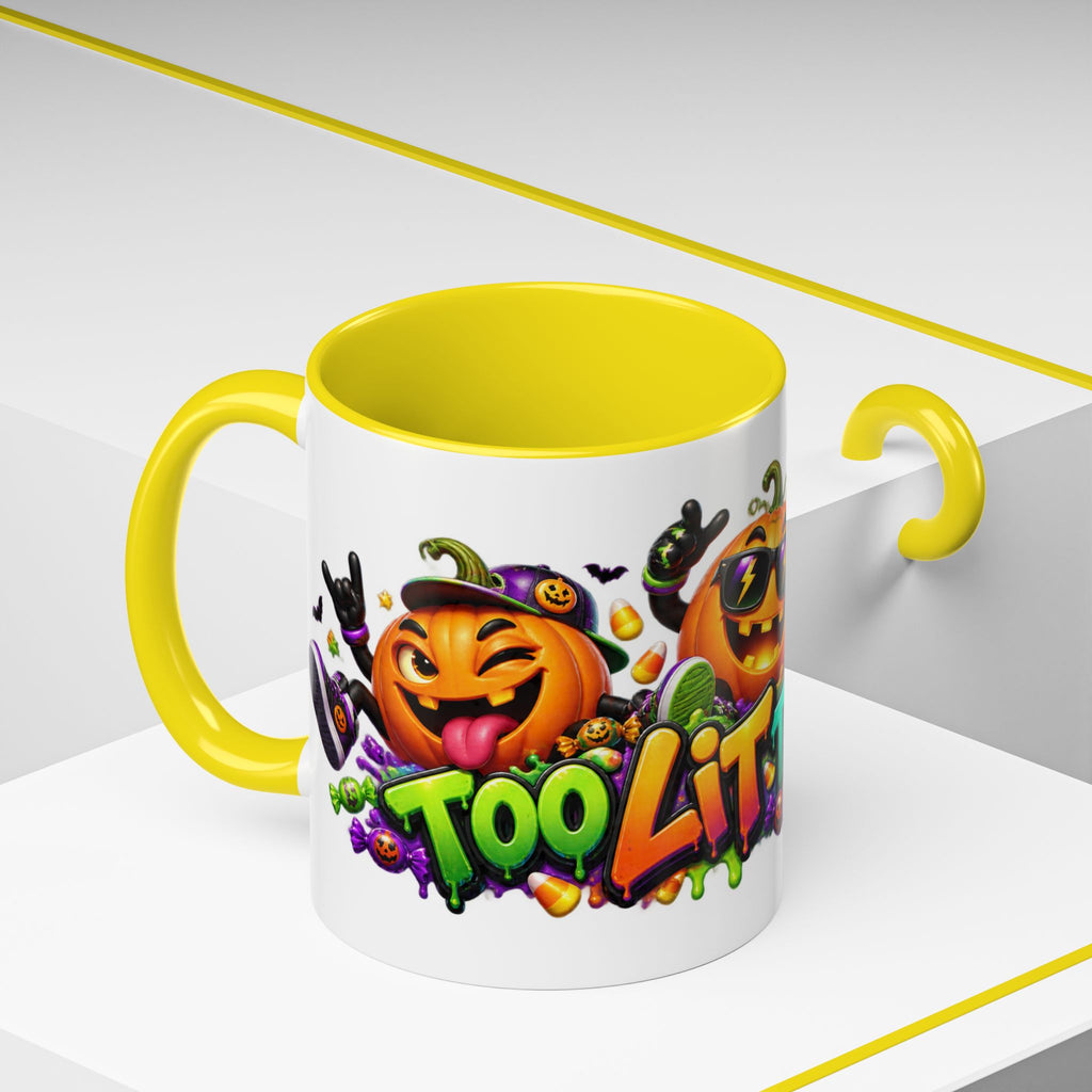 Too Lit to Quit Halloween Pumpkin Party White Mug