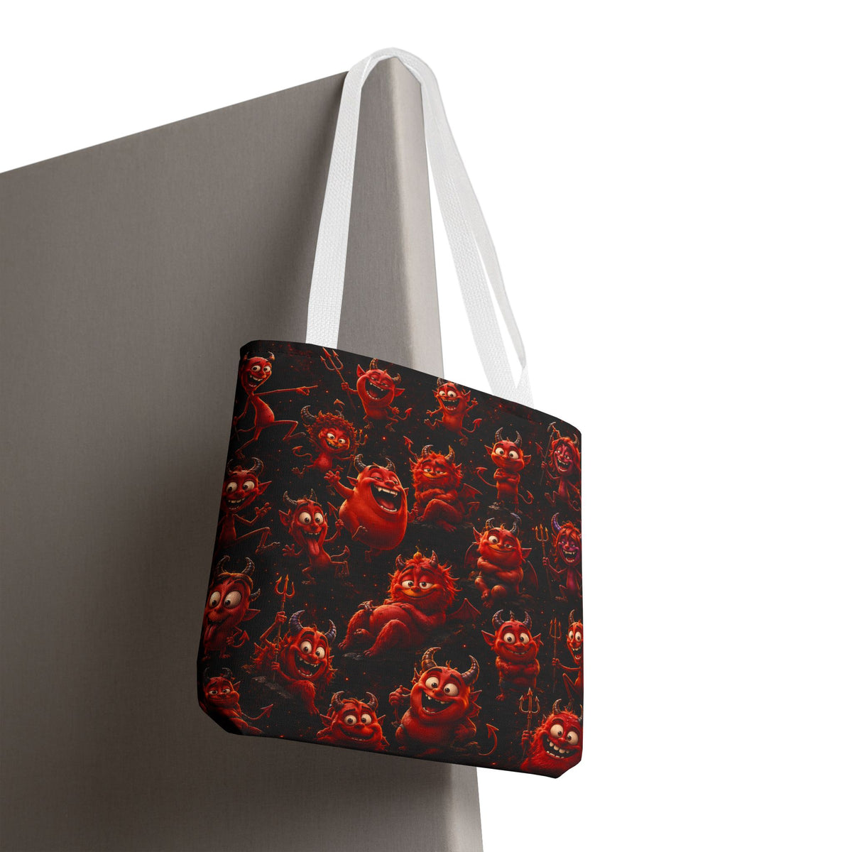 Funny Red Devils Tote Bag - Cute Mischievous Demon All-Over Print