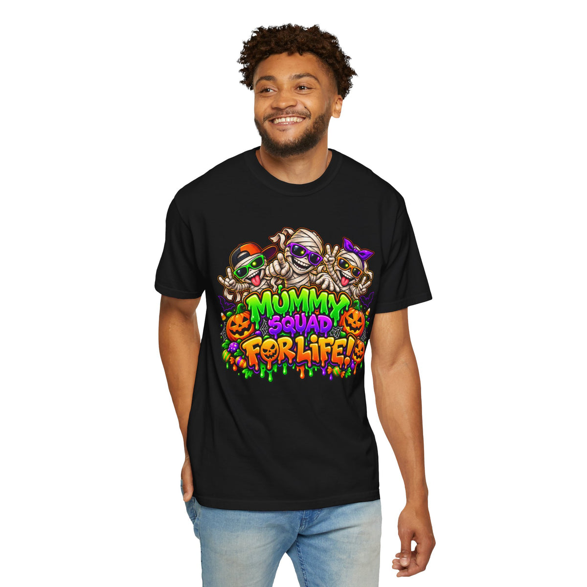 Mummy Squad For Life Halloween T-Shirt – Funny Colorful Mummy Graphic Tee